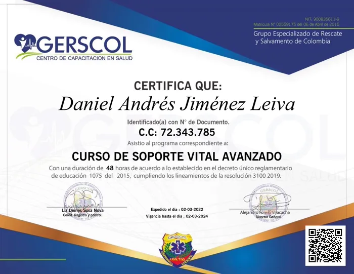 Curso de Soporte Vital Avanzado — GERSCOL