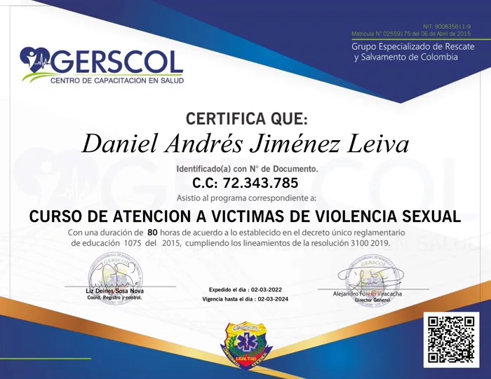 Curso de Atención a Víctimas de Violencia Sexual — GERSCOL