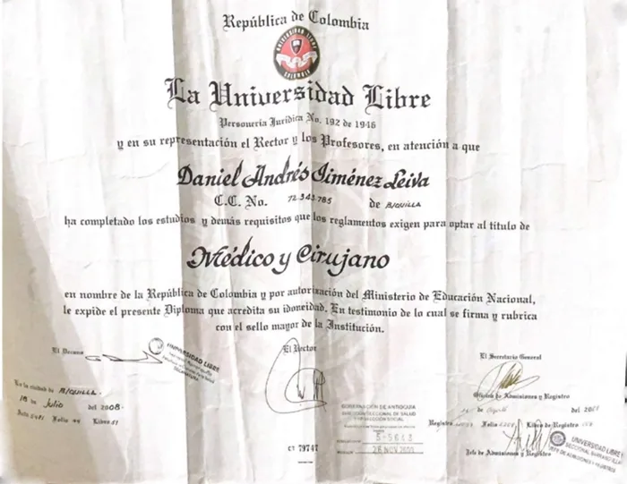 Título de Médico y Cirujano — Universidad Libre, Colombia