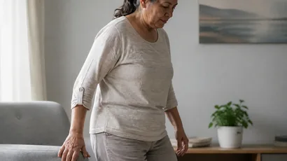 Persona que se apoya al levantarse por un mareo asociado a pulso lento