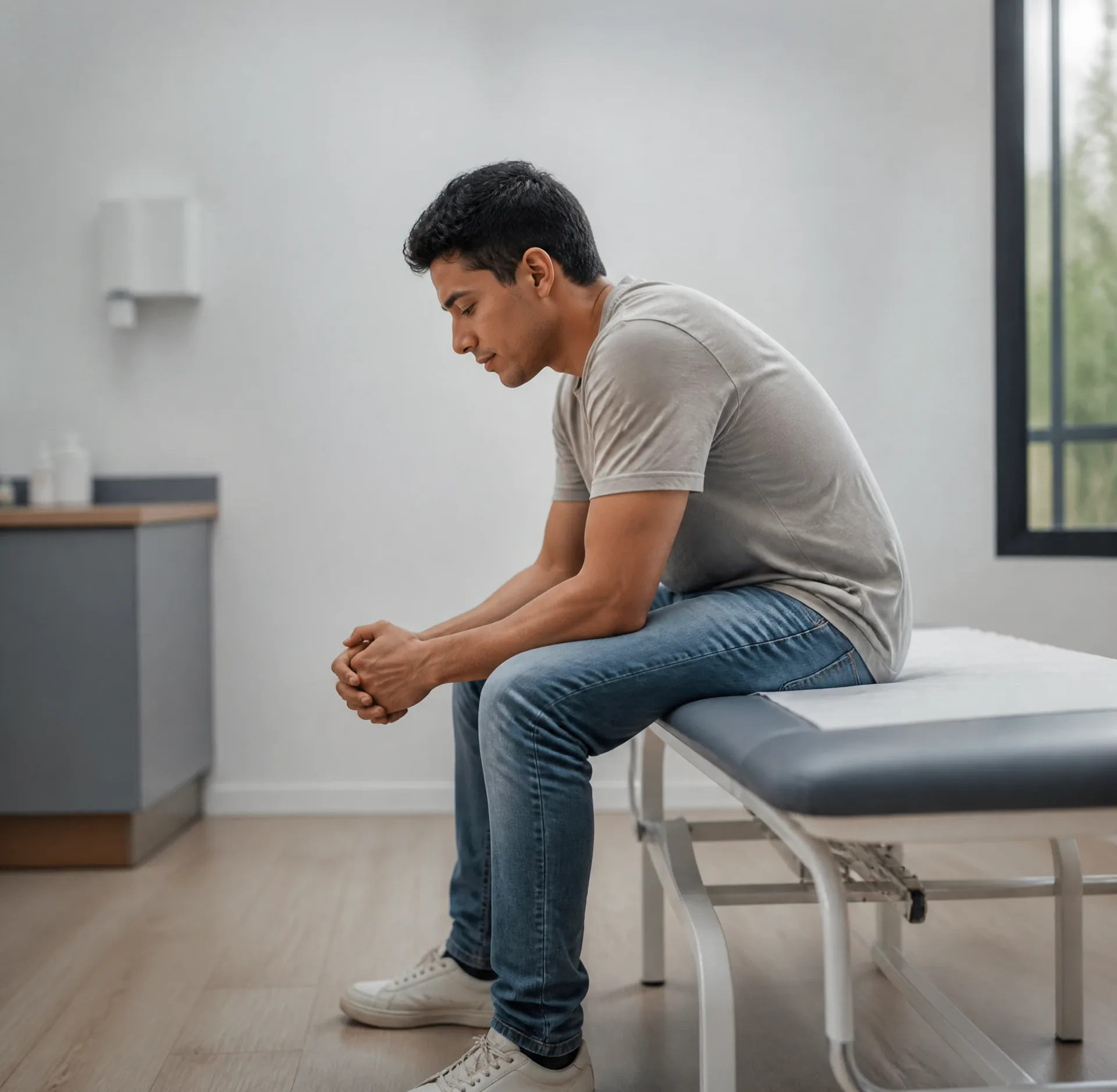 Postura inclinada hacia adelante, que alivia el dolor de la pericarditis