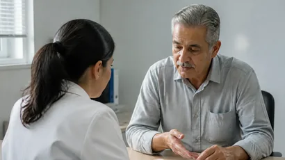Cardiólogo revisando con un paciente el registro de sus episodios de angina