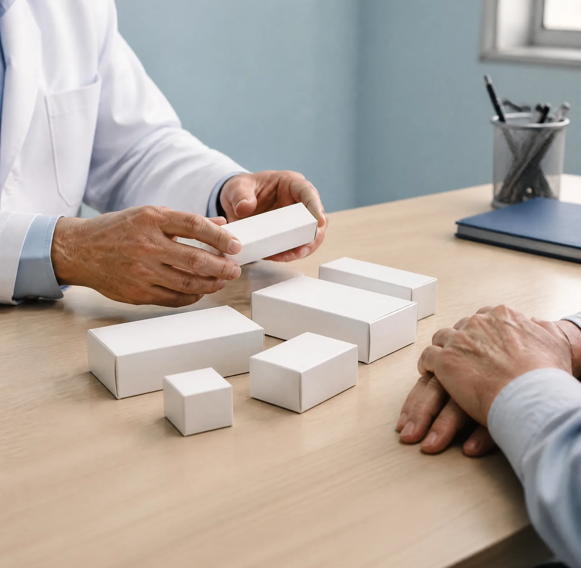 Cardiólogo revisando con un paciente los medicamentos que pueden estar bajando su pulso