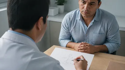 Cardióloga elaborando el antecedente familiar de un paciente con cardiomiopatía